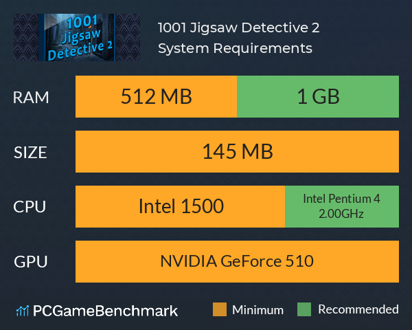 1001 Jigsaw Detective 2 System Requirements PC Graph - Can I Run 1001 Jigsaw Detective 2