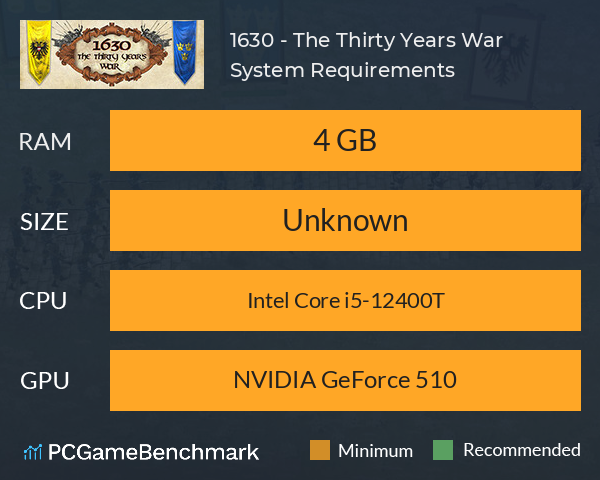 1630 - The Thirty Years War System Requirements PC Graph - Can I Run 1630 - The Thirty Years War