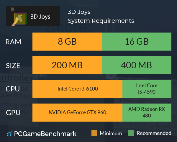 3D Joys System Requirements PC Graph - Can I Run 3D Joys