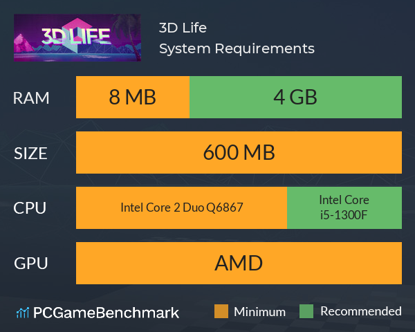 3D Life System Requirements PC Graph - Can I Run 3D Life