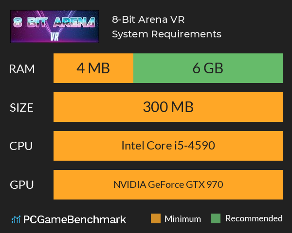 8-Bit Arena VR System Requirements PC Graph - Can I Run 8-Bit Arena VR