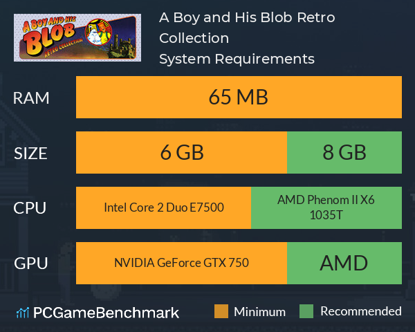 A Boy and His Blob Retro Collection System Requirements PC Graph - Can I Run A Boy and His Blob Retro Collection