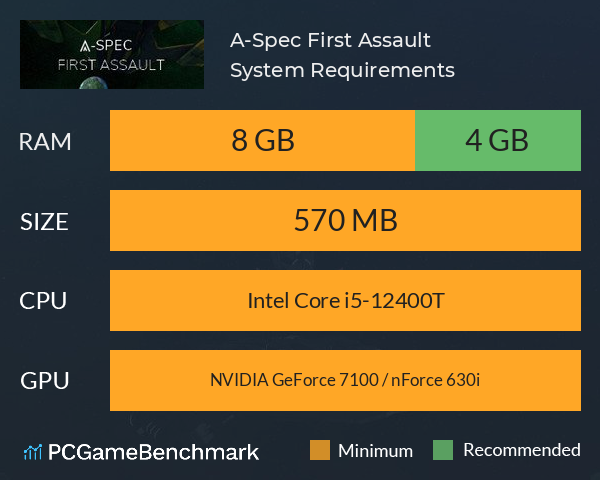 A-Spec: First Assault System Requirements PC Graph - Can I Run A-Spec: First Assault