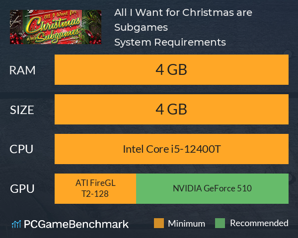 All I Want for Christmas are Subgames System Requirements PC Graph - Can I Run All I Want for Christmas are Subgames