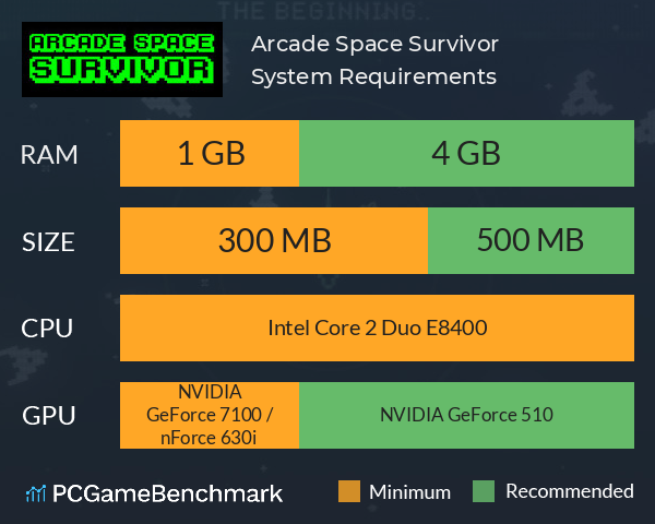 Arcade Space Survivor System Requirements PC Graph - Can I Run Arcade Space Survivor