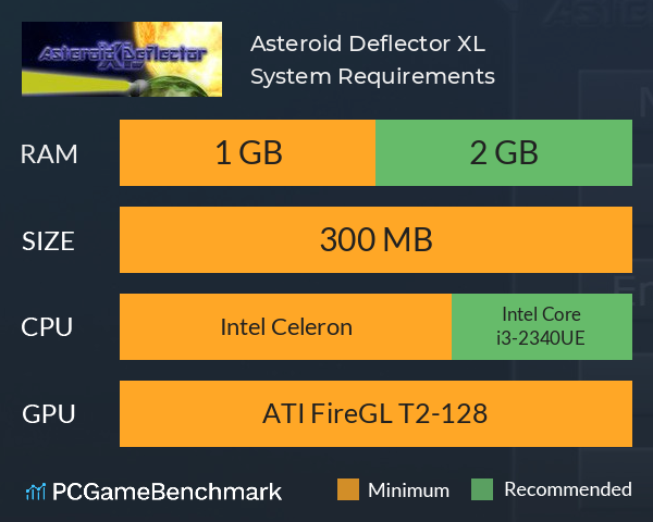 Asteroid Deflector XL System Requirements PC Graph - Can I Run Asteroid Deflector XL