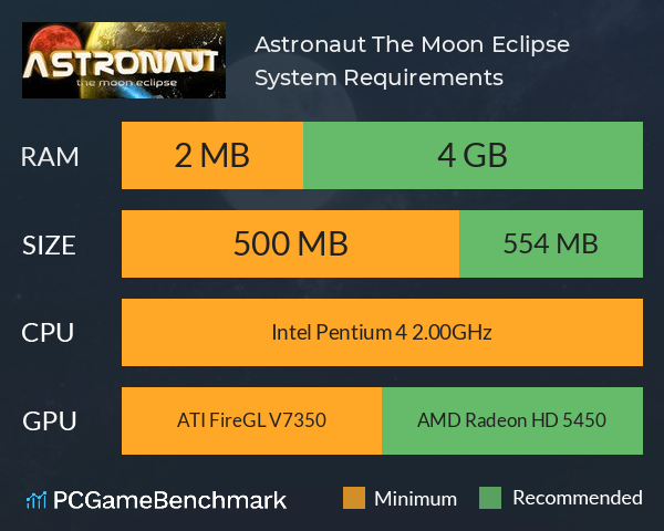 Astronaut: The Moon Eclipse System Requirements PC Graph - Can I Run Astronaut: The Moon Eclipse