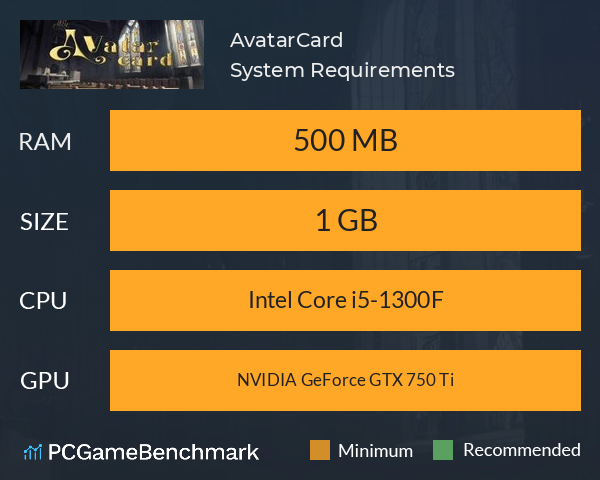 AvatarCard System Requirements PC Graph - Can I Run AvatarCard