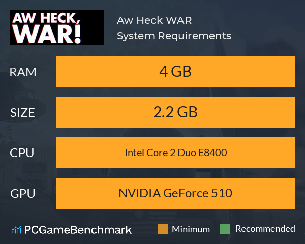 Aw Heck, WAR! System Requirements PC Graph - Can I Run Aw Heck, WAR!