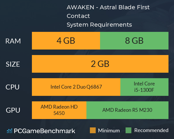 AWAKEN - Astral Blade: First Contact System Requirements PC Graph - Can I Run AWAKEN - Astral Blade: First Contact