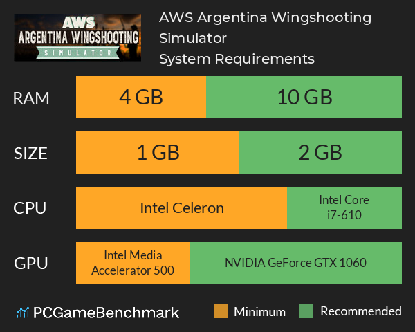 AWS Argentina Wingshooting Simulator System Requirements PC Graph - Can I Run AWS Argentina Wingshooting Simulator