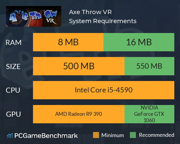 Axe Throw VR System Requirements PC Graph - Can I Run Axe Throw VR