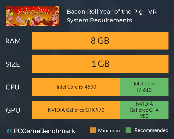 Bacon Roll: Year of the Pig - VR System Requirements PC Graph - Can I Run Bacon Roll: Year of the Pig - VR