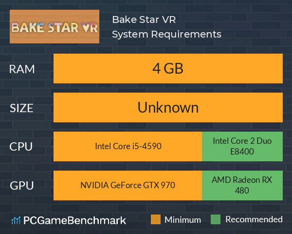 Bake Star VR System Requirements PC Graph - Can I Run Bake Star VR