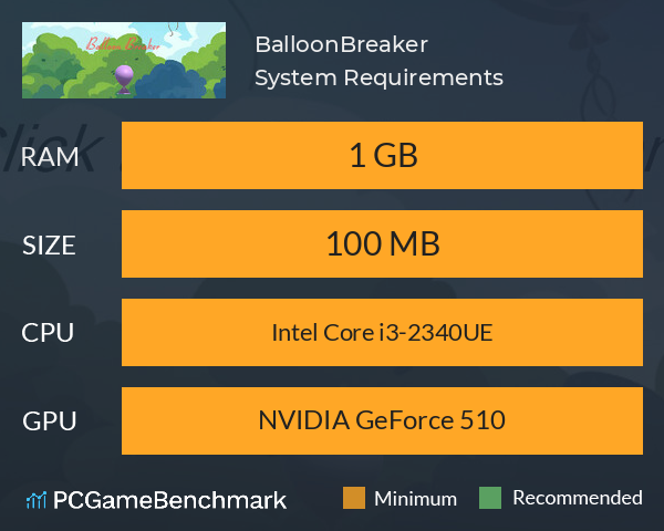 BalloonBreaker System Requirements PC Graph - Can I Run BalloonBreaker