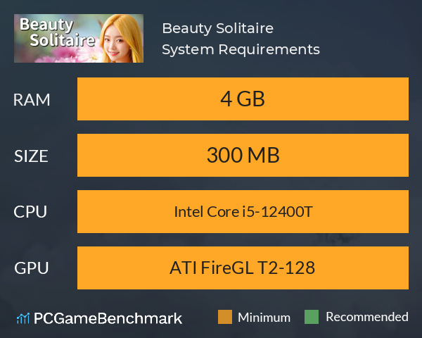 Beauty Solitaire System Requirements PC Graph - Can I Run Beauty Solitaire