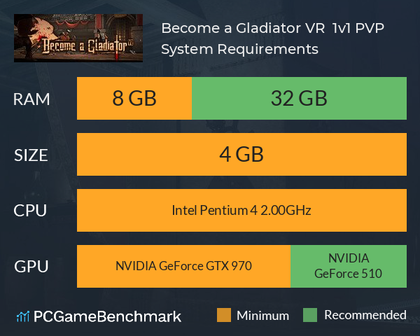 Become a Gladiator VR : 1v1 PVP System Requirements PC Graph - Can I Run Become a Gladiator VR : 1v1 PVP