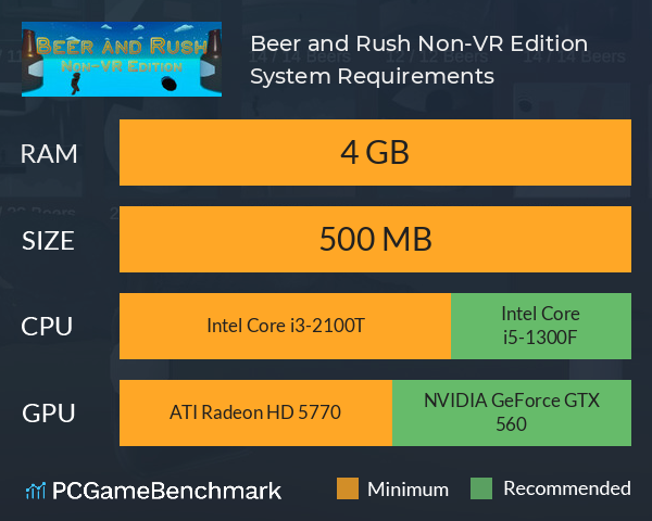 Beer and Rush: Non-VR Edition System Requirements PC Graph - Can I Run Beer and Rush: Non-VR Edition