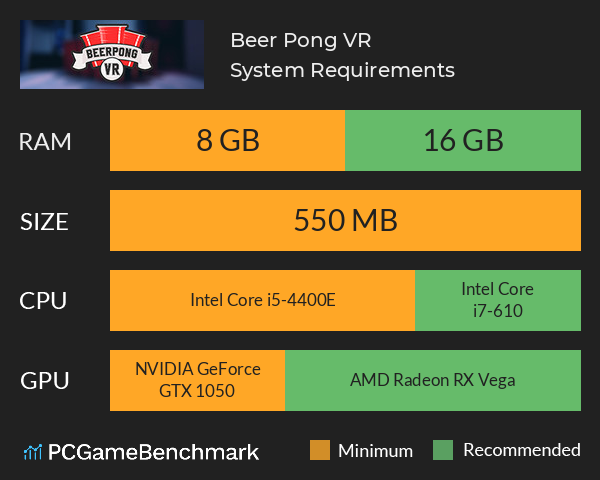 Beer Pong VR System Requirements PC Graph - Can I Run Beer Pong VR