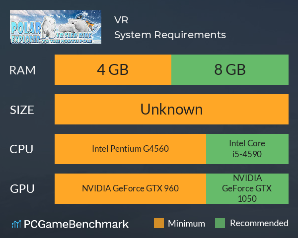 ポーラー エクスプローラー: 北極への VR そり遊び System Requirements PC Graph - Can I Run ポーラー エクスプローラー: 北極への VR そり遊び