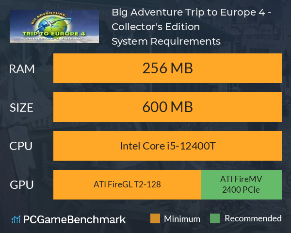 Big Adventure: Trip to Europe 4 - Collector's Edition System Requirements PC Graph - Can I Run Big Adventure: Trip to Europe 4 - Collector's Edition