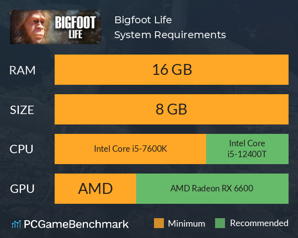 Bigfoot Life System Requirements PC Graph - Can I Run Bigfoot Life