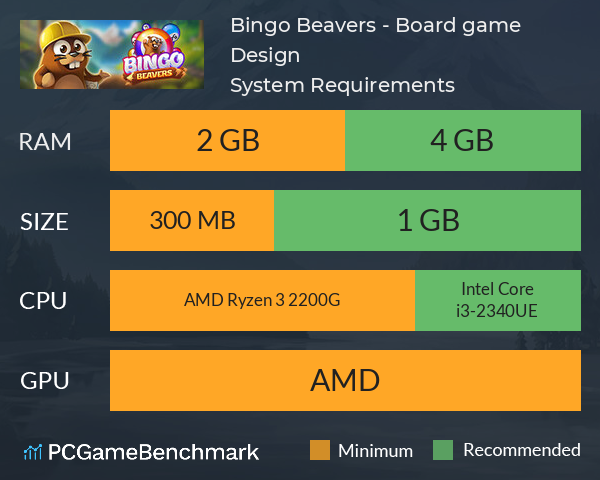 Bingo Beavers - Board game & Design System Requirements PC Graph - Can I Run Bingo Beavers - Board game & Design