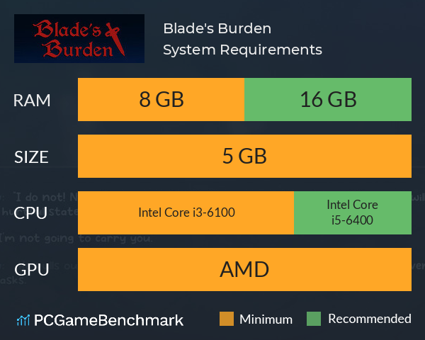 Blade's Burden System Requirements PC Graph - Can I Run Blade's Burden