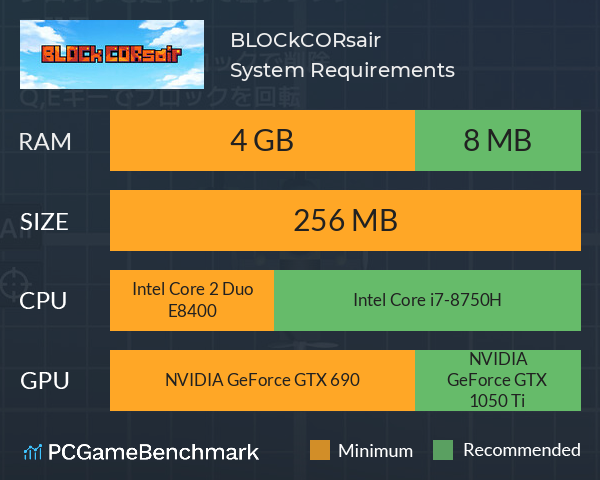 BLOCkCORsair System Requirements PC Graph - Can I Run BLOCkCORsair