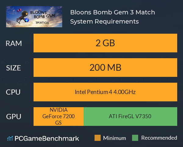 Bloons Bomb Gem 3 Match System Requirements PC Graph - Can I Run Bloons Bomb Gem 3 Match