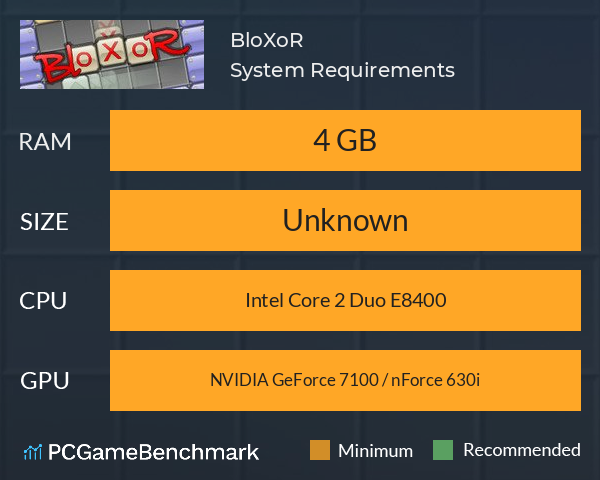 BloXoR System Requirements PC Graph - Can I Run BloXoR