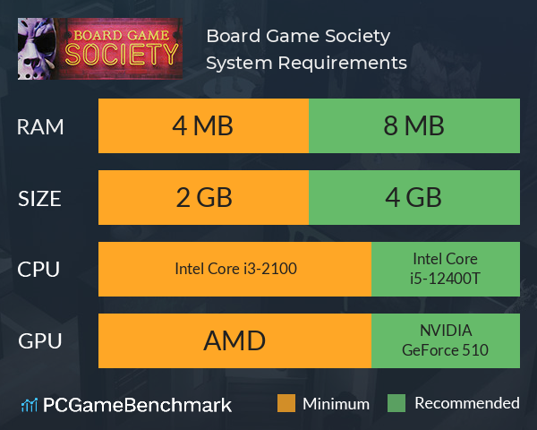 Board Game Society System Requirements PC Graph - Can I Run Board Game Society