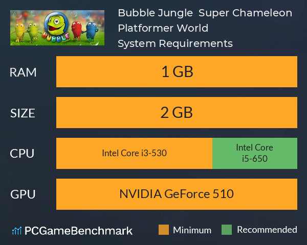 Bubble Jungle  Super Chameleon Platformer World System Requirements PC Graph - Can I Run Bubble Jungle  Super Chameleon Platformer World