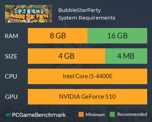 BubbleStarParty System Requirements PC Graph - Can I Run BubbleStarParty