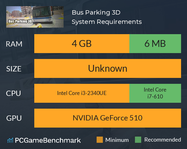 Bus Parking 3D System Requirements PC Graph - Can I Run Bus Parking 3D