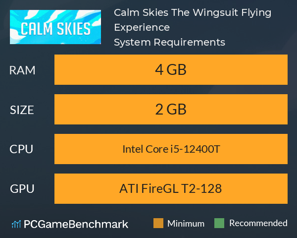 Calm Skies: The Wingsuit Flying Experience System Requirements PC Graph - Can I Run Calm Skies: The Wingsuit Flying Experience