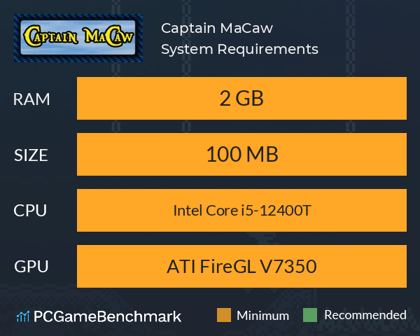 Captain MaCaw System Requirements PC Graph - Can I Run Captain MaCaw