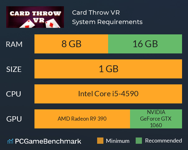 Card Throw VR System Requirements PC Graph - Can I Run Card Throw VR