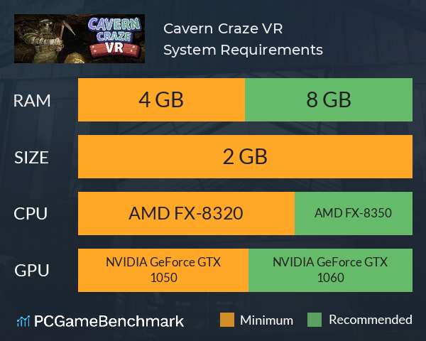 Cavern Craze VR System Requirements PC Graph - Can I Run Cavern Craze VR