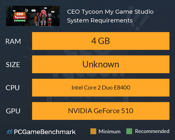 CEO Tycoon: My Game Studio System Requirements PC Graph - Can I Run CEO Tycoon: My Game Studio