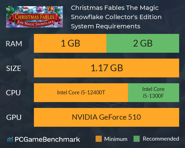 Christmas Fables: The Magic Snowflake Collector's Edition System Requirements PC Graph - Can I Run Christmas Fables: The Magic Snowflake Collector's Edition