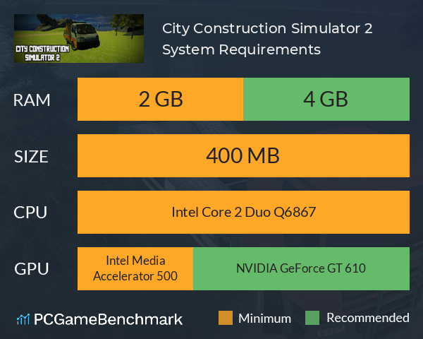 City Construction Simulator 2 System Requirements PC Graph - Can I Run City Construction Simulator 2