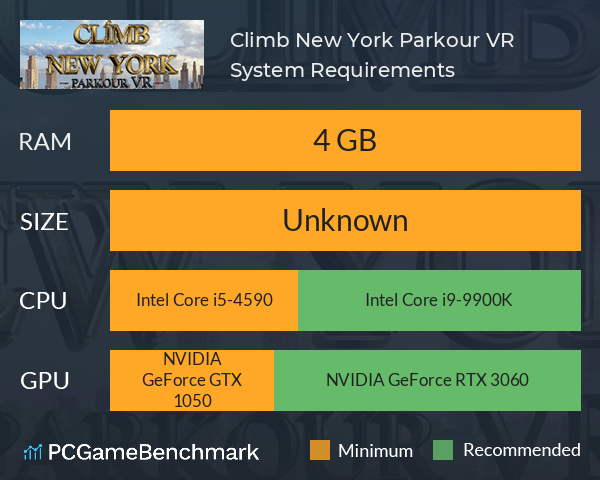 Climb New York Parkour VR System Requirements PC Graph - Can I Run Climb New York Parkour VR