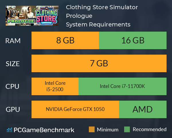 Clothing Store Simulator: Prologue System Requirements PC Graph - Can I Run Clothing Store Simulator: Prologue