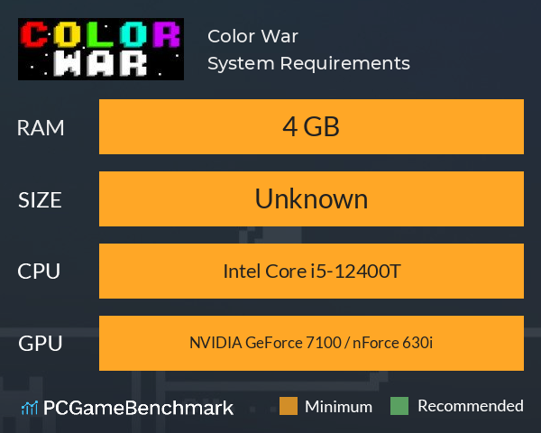 Color War System Requirements PC Graph - Can I Run Color War