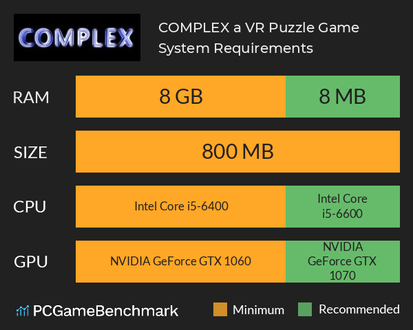 COMPLEX a VR Puzzle Game System Requirements PC Graph - Can I Run COMPLEX a VR Puzzle Game