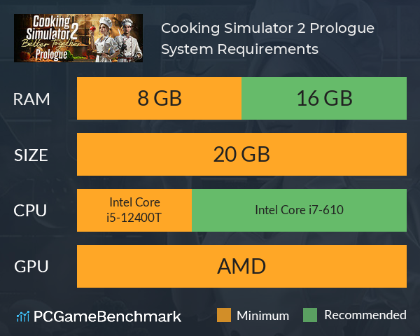 Cooking Simulator 2: Prologue System Requirements PC Graph - Can I Run Cooking Simulator 2: Prologue