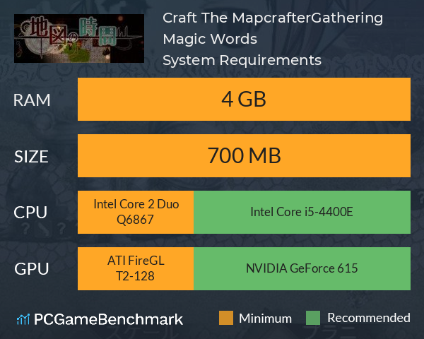 Craft The Mapcrafter:Gathering Magic Words System Requirements PC Graph - Can I Run Craft The Mapcrafter:Gathering Magic Words