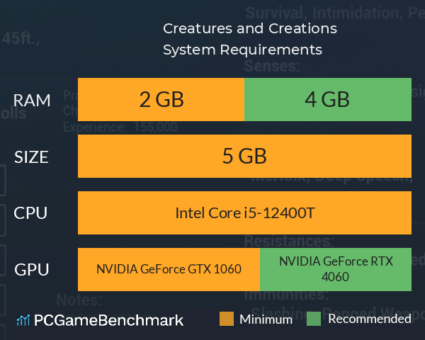 Creatures and Creations System Requirements PC Graph - Can I Run Creatures and Creations