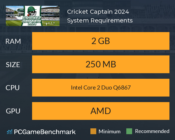 Cricket Captain 2024 System Requirements PC Graph - Can I Run Cricket Captain 2024